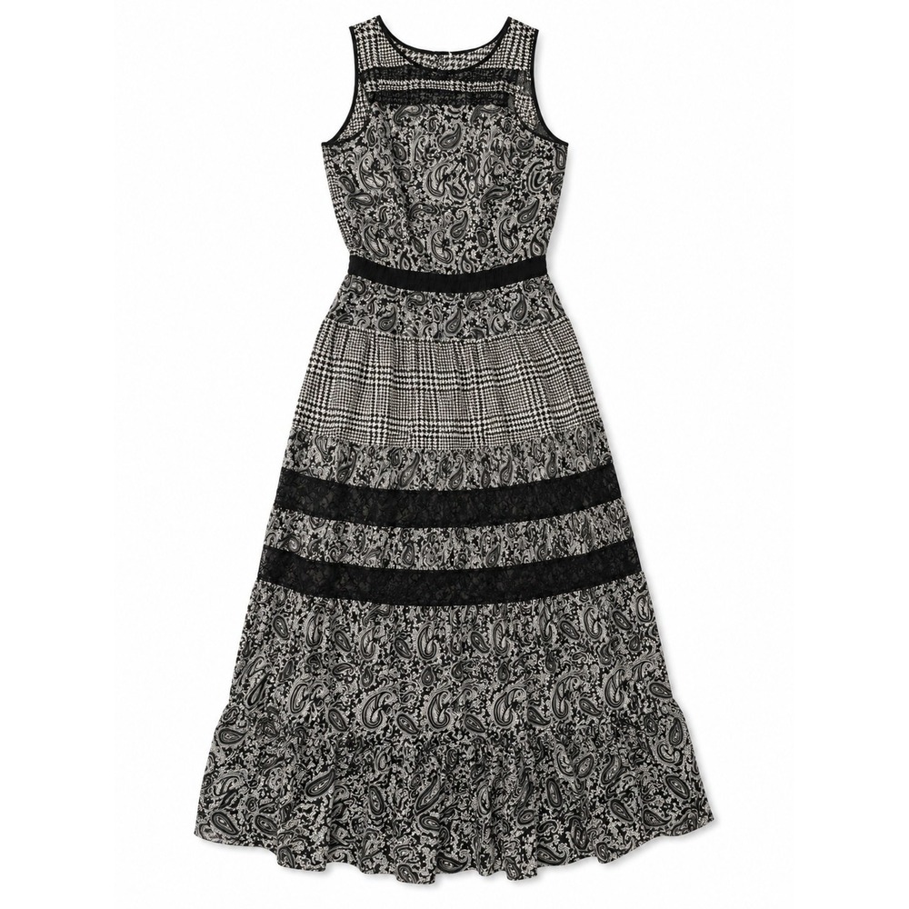 Michael Kors size 1X dress‎ women maxi long sheer paisley keyhole button lace